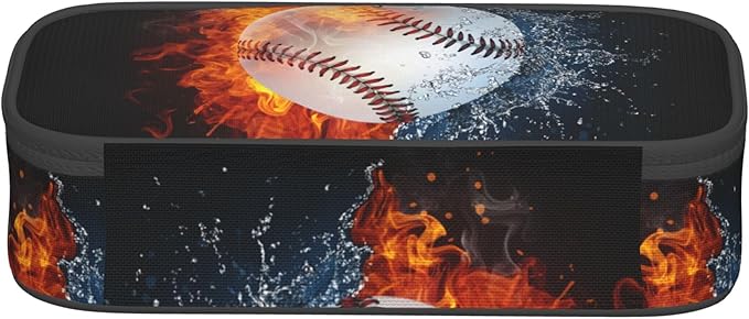 YIJIUWKIS Sports-Themed Baseball Pencil Case for Kids Boys Girls, Big Capacity Black Pencil Pouch, Portable Pencil Box Stationery Storage Desk Pen Bag for School Office