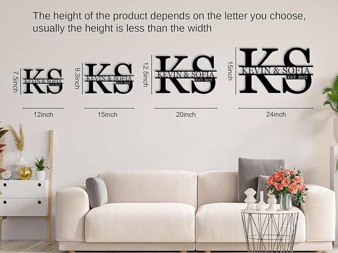 Valentine's Day gifts for 2026 Custom Metal Wedding Anniversary Sign, Personalized Family Name Sign, Initial Split Letter Monogram Signs, Custom Metal Signs, Monogram Wall Decor, Personalized Name wall decor for Home Decor Best Housewarming Gift Weddin...