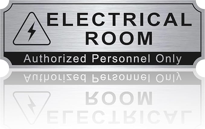 Electrical Room Sign for Business Door，Self-Adhesive Durable Brushed Silver Electric Closet Room Sticker for Home, UV and Weather Resistant Authorized Personnel Only Signs for Business ，Workplace