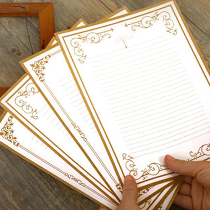 8 Pcs Vintage Letter Papers Set Printable Writing Paper Lined for Wedding Invitation Greeting Love Letters with Envelopes for Girls Women Men Stationary