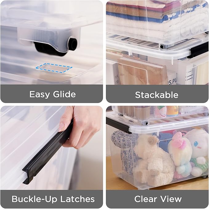 Citylife 82 QT Clear Plastic Storage Bins with Lids Stackable and Nestable Storage Boxes with Lids Large Plastic Storage Containers for Garage, Closet, Kitchen, 6 Packs