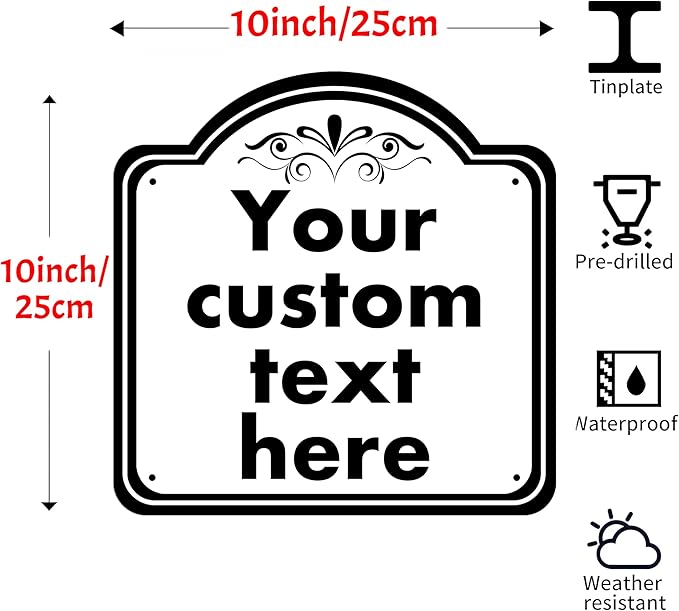 Custom Sign, Custom Indoor/Outdoor Decorative Sign，Aluminum Weatherproof Metal Sign Multiple Sizes, Customize for Office, Business, Workplace, office, Home, Delivery Signs, 10*10 Inch, White