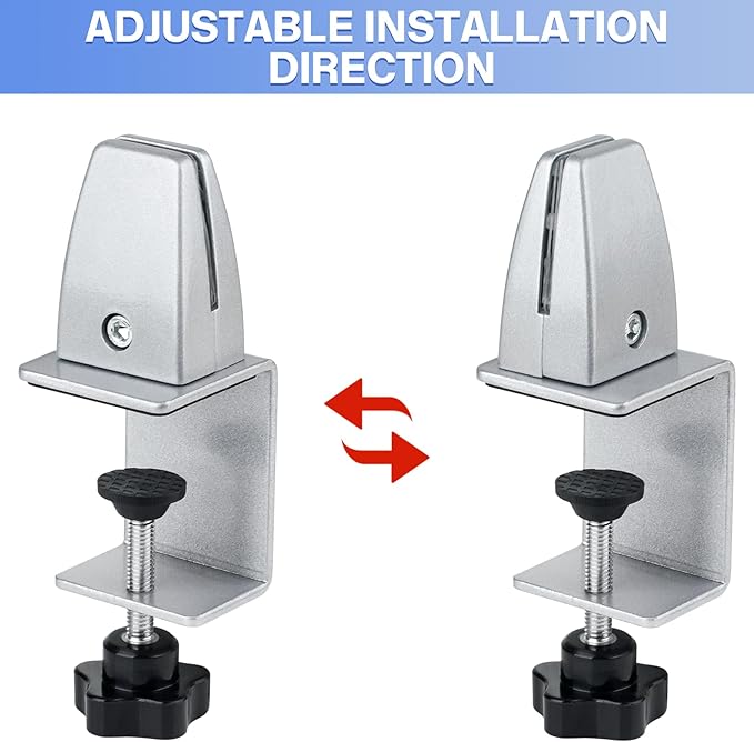 4 Packs Sneeze Guard Support, Aluminum Adjustable Partition Clamp, Acrylic Desk Divider Support, Desk Shield Clamp Privacy Panel for Counter