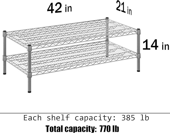 Regal Altair 21" Deep x 42" Wide x 14" Height Wire Shelving Kit | 2-Tier | NSF Commercial Storage Rack Unit