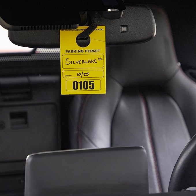 Juvale Rectangular Parking Permit Hang Tags - Sequentially Numbered Parking Passes - Writable Blank Car Passes - High-Visibility Yellow Hang Tags - 3 x 5 in, Yellow, Pack of 500