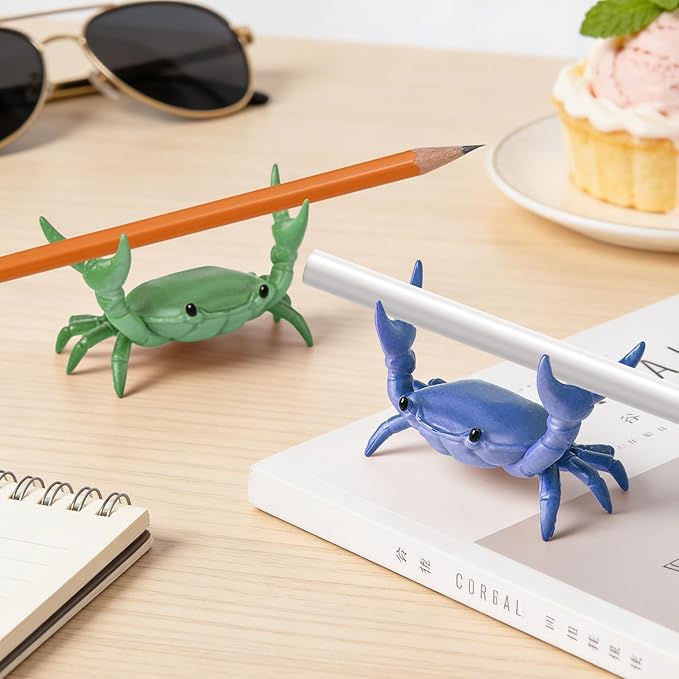 4PCS Desk Crab Pen Holder,Creative Crab Pen Holder,New Cute Crab-Shaped Pen Holders,Weightlifting Crabs Penholder Bracket Storage,Funny Desk Decor for Office Desks,Shop Windows,Home(Mix)