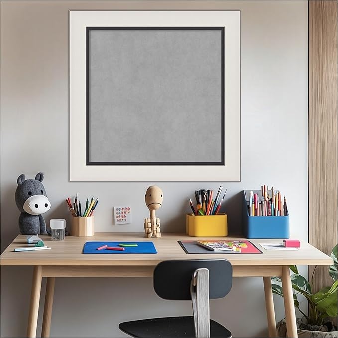 Amanti Art Silver Framed Magnetic Board 26x26 Medium Vision Board for use with Magnets, 100% Metal Sheet to Display Items as Office Decor or for Home Organization in mudroom, Kitchen or Kids Room