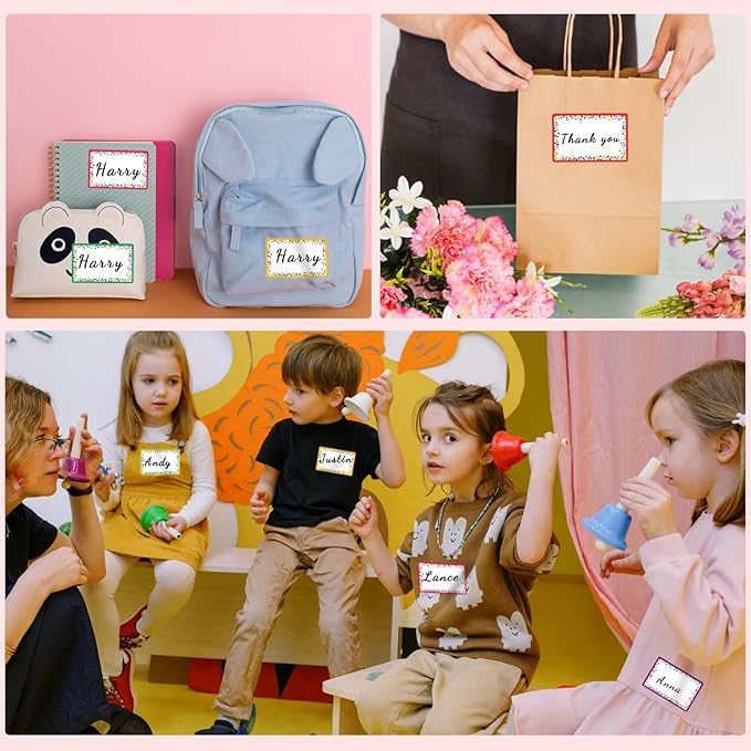 Yeachlaing 240 Pieces Decorative Colorful Name Tags for Classroom – Blank Stickers to Write on for Student Desks, Bin Labels, Teacher Supplies, 6 Designs (3.5 x 2.25 Inches)