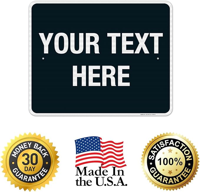 Personalized Custom Black Background Customize for Office, Business, Airbnb, Workplace, Home, Delivery Sign, 24x30 Inches, 3M EGP Reflective .080 Aluminum, Fade Resistant, Made in USA by Sigo Signs
