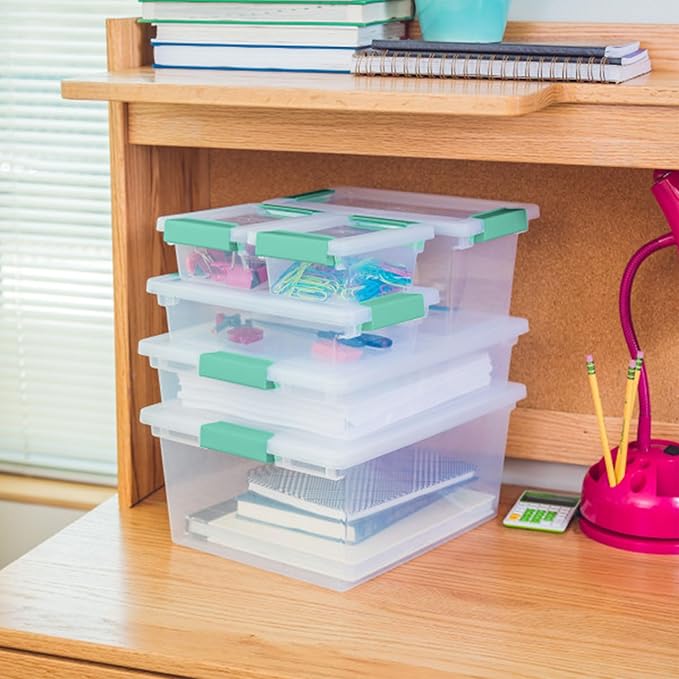 Sterilite 18-Pack Clip Box, Clear Storage for Crafts, Supplies and Office Items, Large
