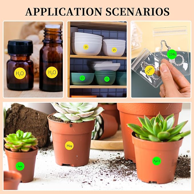PARLAIM 2 Rolls 2000PCS 3/4" Round Circle Color-Code Dot Stickers,2 Color Style Colorful Coding Label Sticker for Home Office Classroom(Fluorescent Green+Yellow)