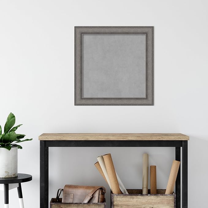 Amanti Art Grey Framed Magnetic Board 24x24 Medium Vision Board for use with Magnets, 100% Metal Sheet to Display Items as Office Decor or for Home Organization in mudroom, Kitchen or Kids Room