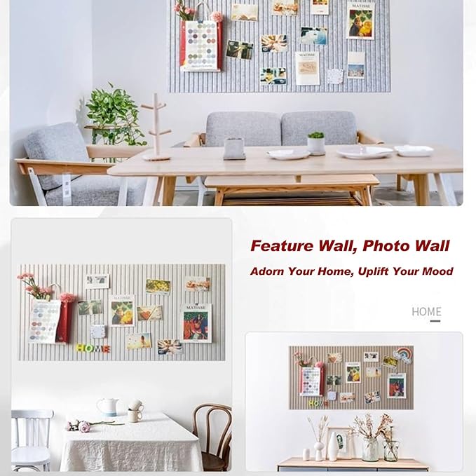 Large Felt Wall Tiles Cork Boards for Office Cubicle, 35"x23.6" Felt Bulletin Board Tiles Pin Board for Walls Home Decor, Noise Reduction Boards Panels for Photos Memos, 6-Pack, Silver Gray