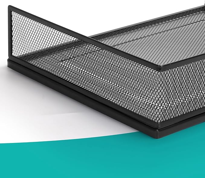 AZFUNN Wire Mesh Letter Trays Paper Tray Desk File Organizer, 2 Pack Stackable Metal Front-Load Documents Tray for Office Supplies File (Transverse)