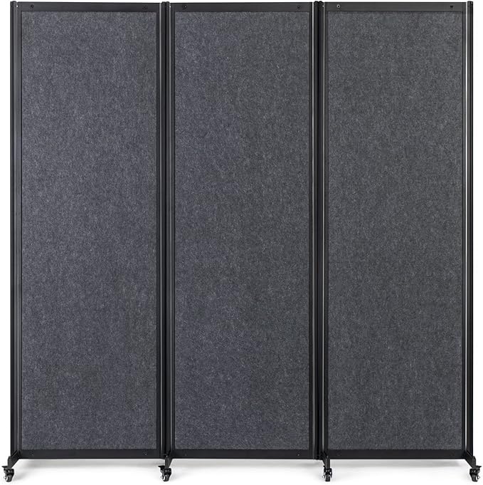 Strongbird Room Partition,Office Divider,Portable Commercial Screen Dividers,Privacy Partition Separator,Classroom School Dividers,6'4"W x 6'7"H,3 Panel,Grey