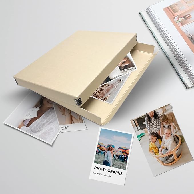 Lineco Museum Archival Storage Box, 11.75x15.25x1.5 in. Drop Front Design. Acid-Free with Metal Edge. Organize Photos, Pictures, Prints, Documents, Crafts, DIY. Tan, 1 Pack