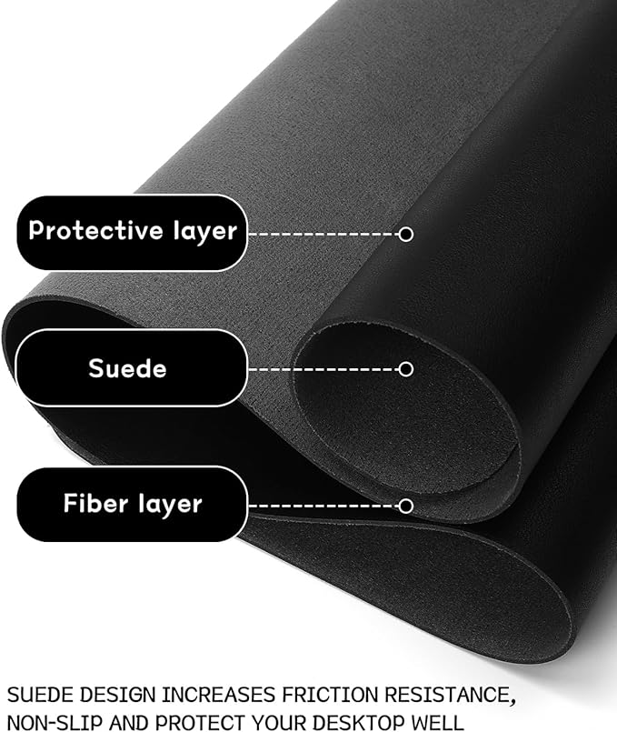 YSAGi Non-Slip Leather Desk Pad, Waterproof Laptop Computer Desk Keyboard Mat, Table Protector Blotter Mat, Large Mouse Pad for Office/Work/Home/Decor(Black, 23.6" x 13.7")