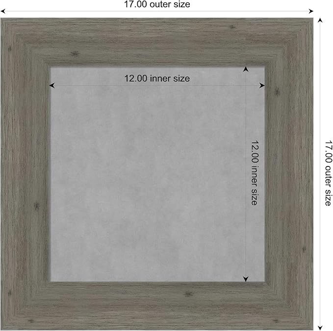Amanti Art Grey Framed Magnetic Board 17x17 X-Small Vision Board for use with Magnets, 100% Metal Sheet to Display Items as Office Decor or for Home Organization in mudroom, Kitchen or Kids Room