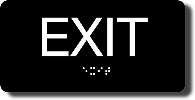 NAP TAGS Exit Sign ADA Compliant with Braille – Black Tactile Exit Sign 6" x 9", Indoor, Easy Installation, Made in the USA