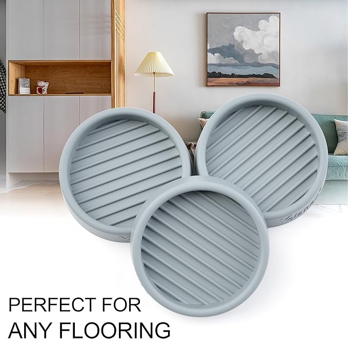 Furniture Coasters - 8 Pcs 2”Round Furniture Caster Cups - Non Slip Pads Hardwoods Floors Non Skid Furniture Grippers Rubber Furniture Feet - Anti Slide Floor Protector for Bed Couch Stoppers Gray