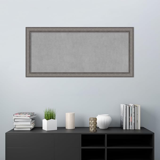 Amanti Art Grey Framed Magnetic Board 24x52 Oversize Vision Board for use with Magnets, 100% Metal Sheet to Display Items as Office Decor or for Home Organization in mudroom, Kitchen or Kids Room