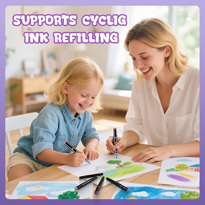 VIDIMAKPRO Alcohol Markers 168 Colors with Base Dual Tip Art Drawing Markers for Kids Students and Adults Comics Sketching Illustration - Refillable