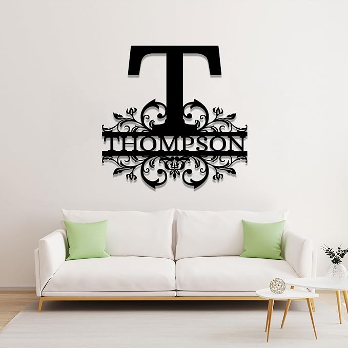 Custom Metal Signs | Personalized Monogram Name Sign | Outdoor Wall Art for Family Name | Custom Name Metal Sign, Last Name, Anniversary, Wedding Gifts for Women, Wife, Parents, couple (Design 9)