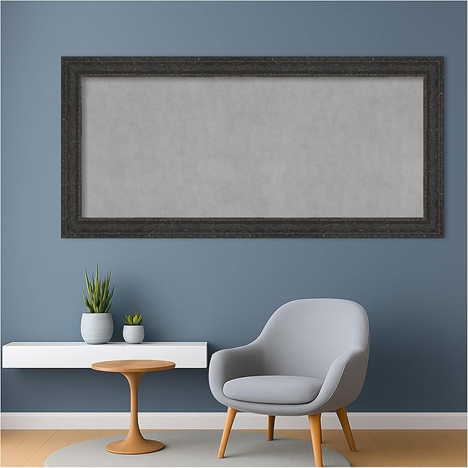 Amanti Art Black Framed Magnetic Board 25x53 Oversize Vision Board for use with Magnets, 100% Metal Sheet to Display Items as Office Decor or for Home Organization in mudroom, Kitchen or Kids Room