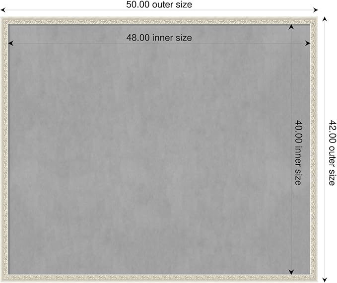 Amanti Art Silver Framed Magnetic Board 42x50 Oversize Vision Board for use with Magnets, 100% Metal Sheet to Display Items as Office Decor or for Home Organization in mudroom, Kitchen or Kids Room