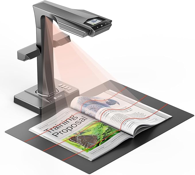 CZUR ET MAX Book Scanner, 38MP High-Resolution Overhead Document Scanner with Curve-Flattening, Auto Page Detection, OCR, HDMI Output, Compatible with Windows/Mac/Linux