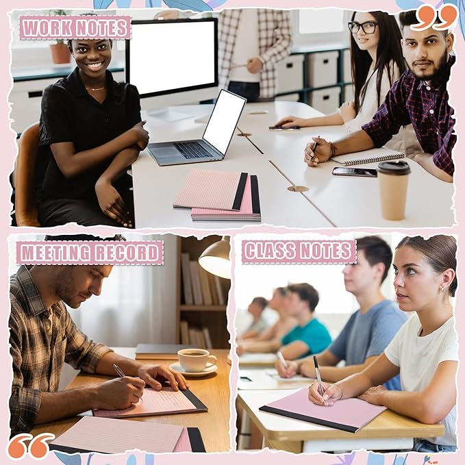 Lincia 6 Pcs 11" x 9.5" Legal Pads College Ruled Notepad Landscape Notebook Horizontal Lined Notebook 80 Gsm Assorted Colors Paper Pastel Writing Pads for School Office, 40 Sheet (Soft Color)
