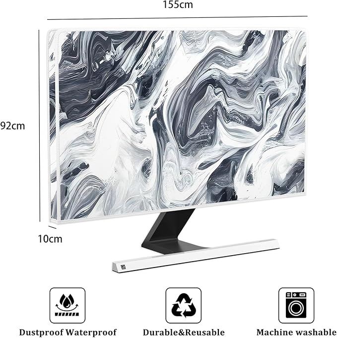 Baocicco Abstract Gray Marble Waterproof 65 Inch Television Cover Anti-Static Dustproof Protective Television Covers for TV Screen Abstract Modern TV Dust Cover for Home LED LCD OLED TVs