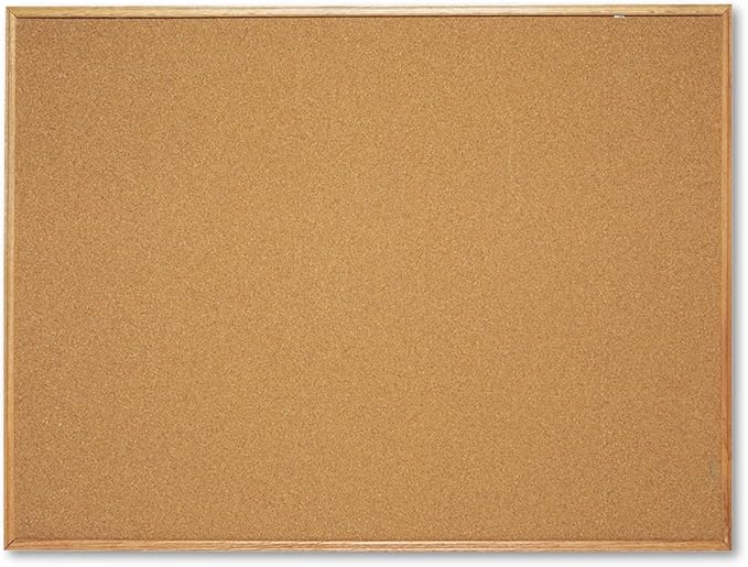 Quartet Cork Board, Bulletin Board, 4' x 3' Corkboard, Oak Finish Frame (304)
