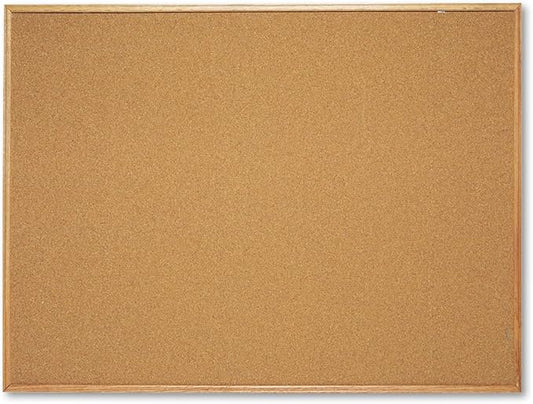 Quartet Cork Board, Bulletin Board, 4' x 3' Corkboard, Oak Finish Frame (304)