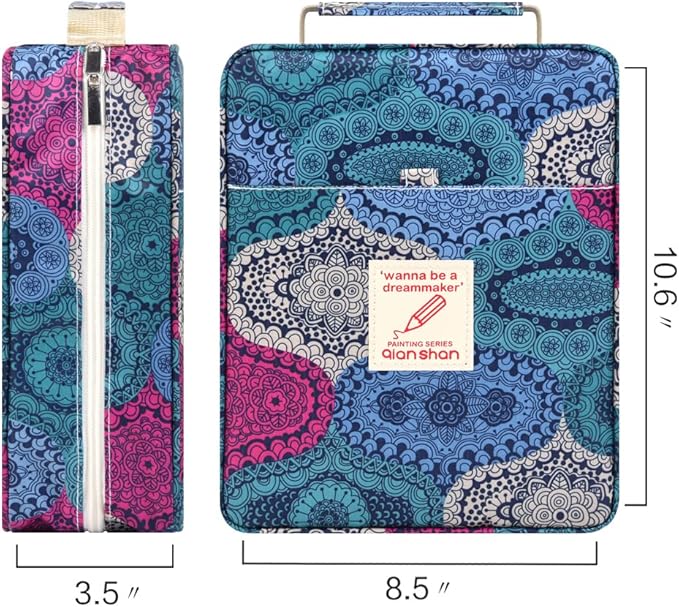 Pencil Case Holder Slot - Holds 202 Colored Pencils or 136 Gel Pens with Zipper Closure - Large Capacity Polyester Pen Organizer for Watercolor Pens or Markers - Perfect for Artist Blue Impression