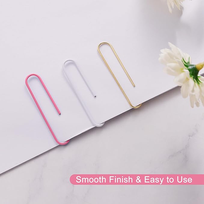 NEEWAY 200pcs Large Pink Paper Clips, 2 Inch Jumbo Paper Clip, Ceative Colored Paperclips for Paperwork Office School and Personal Use