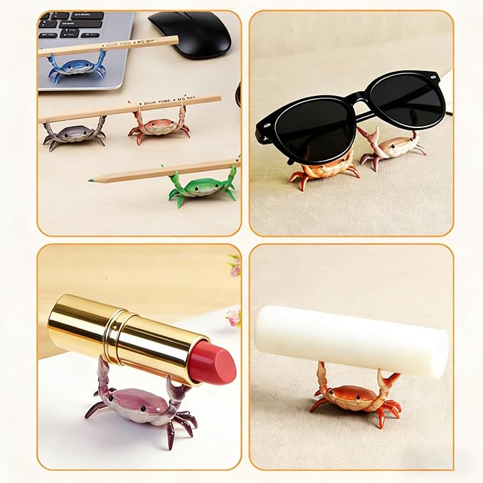 Desk Crab Pen Holder, Cute Weightlifting Crab Pencil Holder for Desk, Funny & Creative Desktop Organizer for Office, Home, School Supplies (Red+Red)