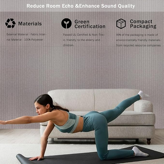 EVENRISING Acoustic Panels 10-Pack, Acoustical Wall Panels 47.2x23.6x0.4 inch, Large Soundproof Panels Self-Adhesive for walls, Acoustic Treatment for Recording Studio&Office Vertical,White