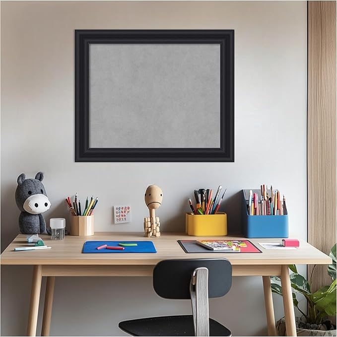 Amanti Art Black Framed Magnetic Board 20x24 Small Vision Board for use with Magnets, 100% Metal Sheet to Display Items as Office Decor or for Home Organization in mudroom, Kitchen or Kids Room