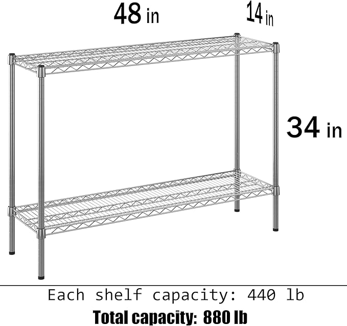 Regal Altair 14" Deep x 48" Wide x 34" Height Wire Shelving Kit | 2-Tier | NSF Commercial Storage Rack Unit