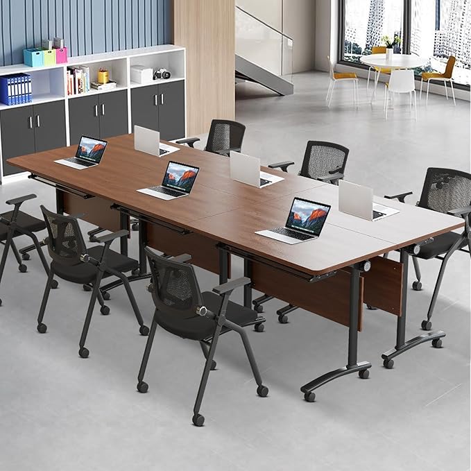 Conference Room Table,Flip Top Conference Table The Folding Conference Table with Silent Wheels is Convenient and Fast,Mobile Training Table (4pack 180 * 60 * 75)