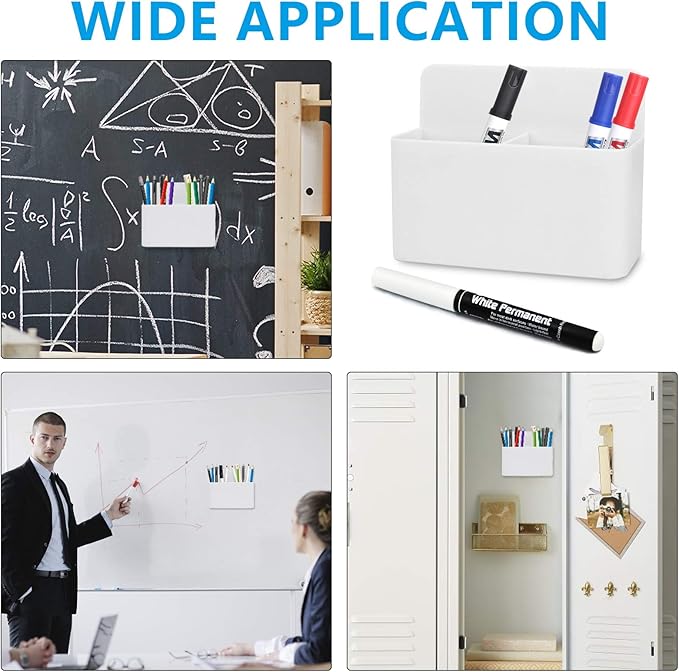 LGCLGY White Magnetic Pencil Cup, White Locker Organizer, Pencil Storage Cup with Strong Magnet, Marker/Pen Basket for Whiteboard, Refrigerator, Locker Accessories, School and Office Supplies