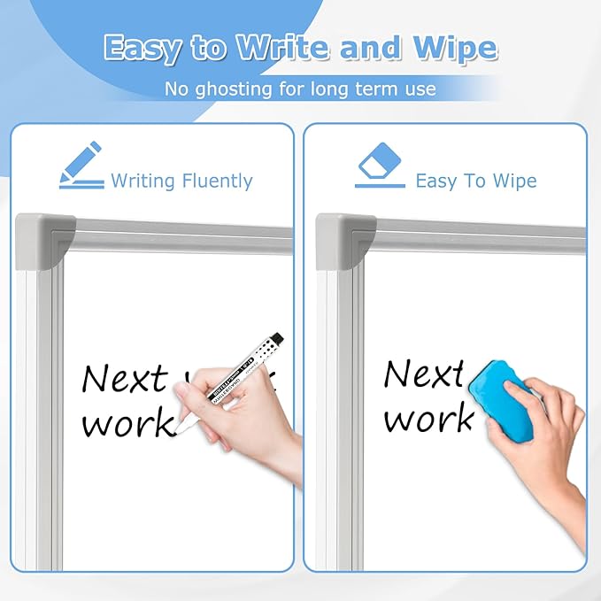 DOLLAR BOSS Large White Board 60 x 48 Inch Foldable Magnetic Whiteboard for Wall, Portable Double Sided Dry Erase Board, Aluminum Frame Message Board for School, Office, Classroom with Eraser, Markers