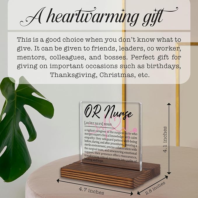 OR Nurse Gifts, Thank You Appreciation Gifts for Operating Room Nurse Week Graduation Birthday Christmas Office Desk Decor Decorative Signs Plaque PA003