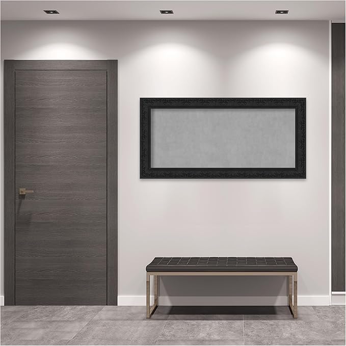 Amanti Art Black Framed Magnetic Board 27x55 Oversize Vision Board for use with Magnets, 100% Metal Sheet to Display Items as Office Decor or for Home Organization in mudroom, Kitchen or Kids Room