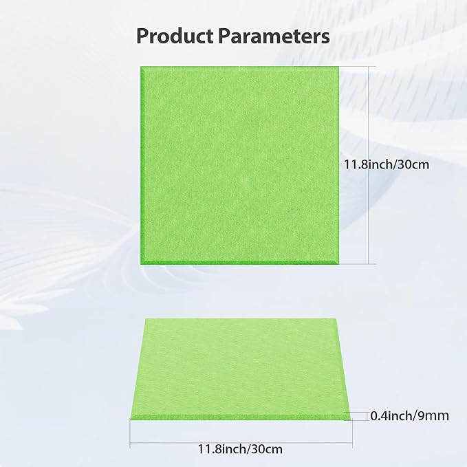 Amantech 12 Pack Acoustic Panels Self Adhesive Sound Proof Foam, High Density Sound Acoustic Panel, 12X12X0.4 Inch Square Panels in Home, Office, Reccording Room, Studio,and more(Fruit Green)