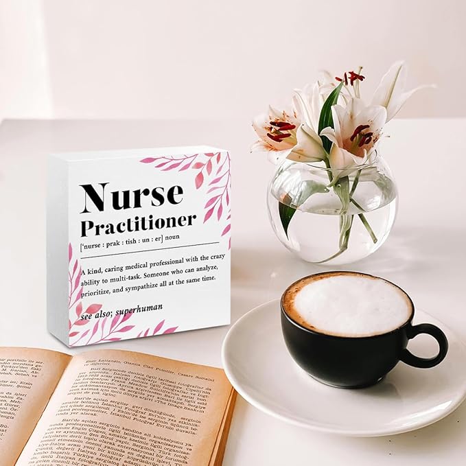Nurse Practitioner Gifts for Women, Nurse Gifts Wood Box Sign, Appreciation Gifts for Nurse Coworker, Hospital Office Living Room Desk Cubicle Table Shelf Decor, Nurse Practitioner Week Gifts