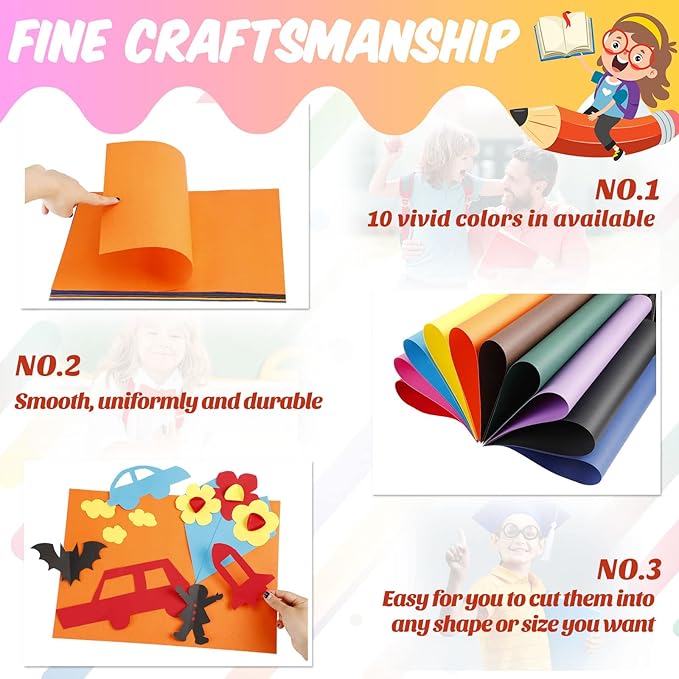 Yahenda 100 Pcs Colored Poster Boards 16 x 12 Inches 10 Assorted Color Poster Board Paper Cardstock Bulk Printer for Arts Exhibits Crafts and Notices(Bright Colors)
