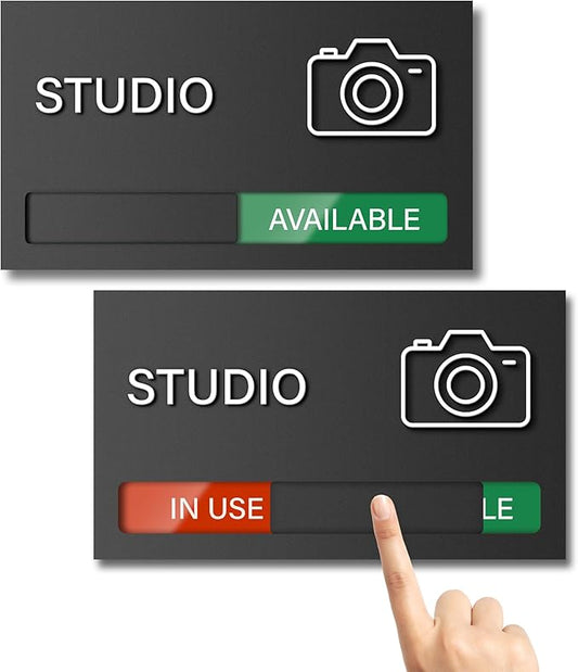 Studio Room Door Sign, Do Not Disturb Signs, In Use Available Office Slider Signs, Recording in Progress Business Sign, Privacy Indicator Tells Whether Studio Vacant or Occupied