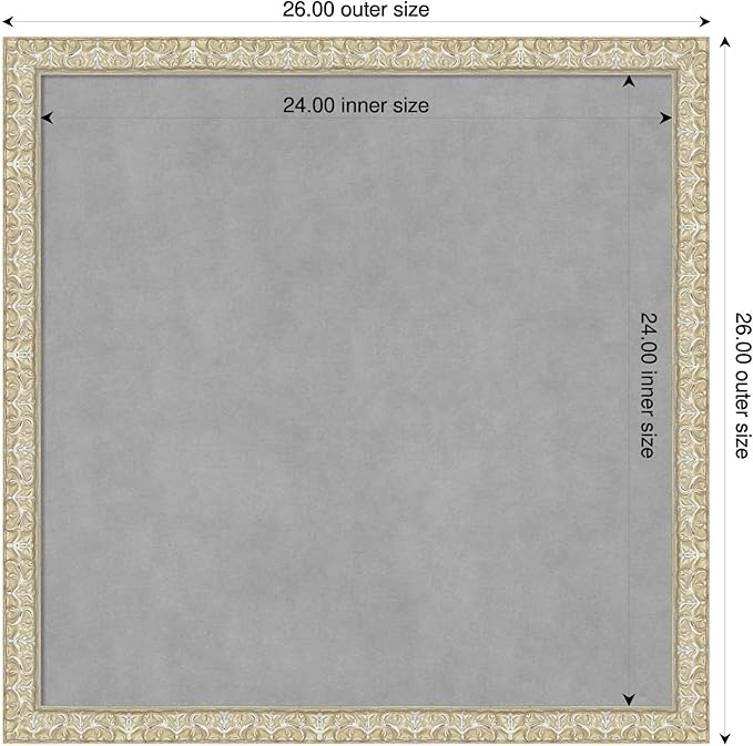 Amanti Art Silver Framed Magnetic Board 26x26 Medium Vision Board for use with Magnets, 100% Metal Sheet to Display Items as Office Decor or for Home Organization in mudroom, Kitchen or Kids Room